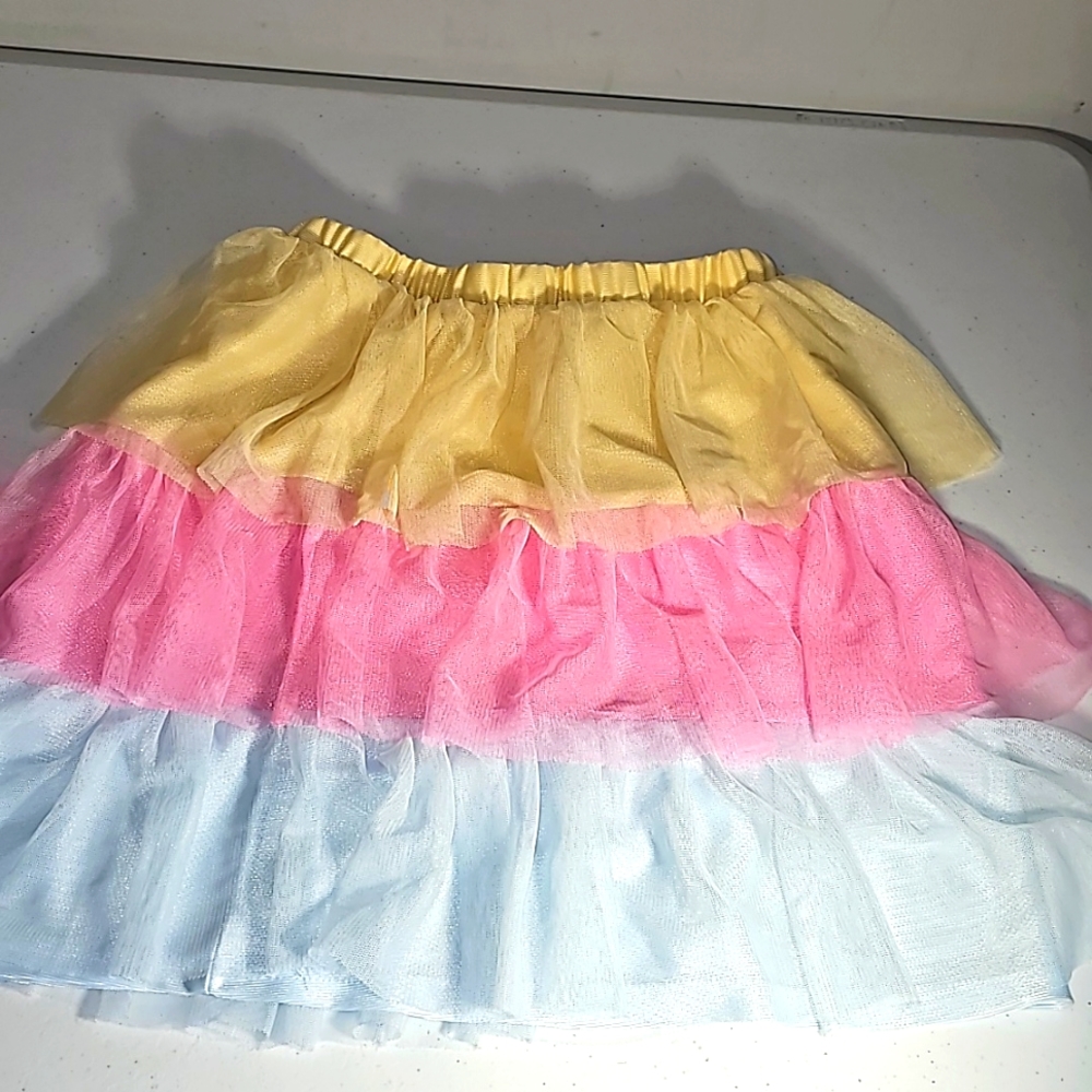Celebrate! Easter Layered Tulle Lined Girls Skirt VGUC Size 10/12 Spring Fun
